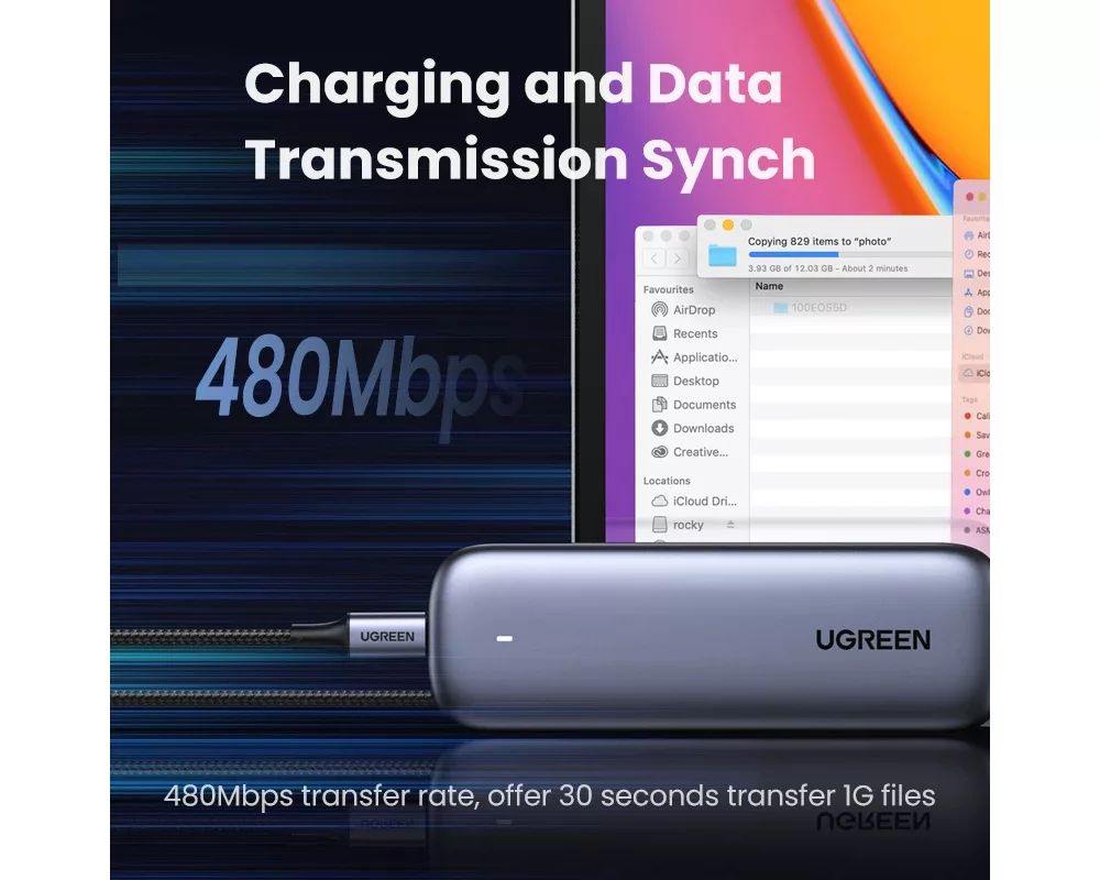 Кабел Ugreen кабел USB 2.0 Type-C M/M US316 8