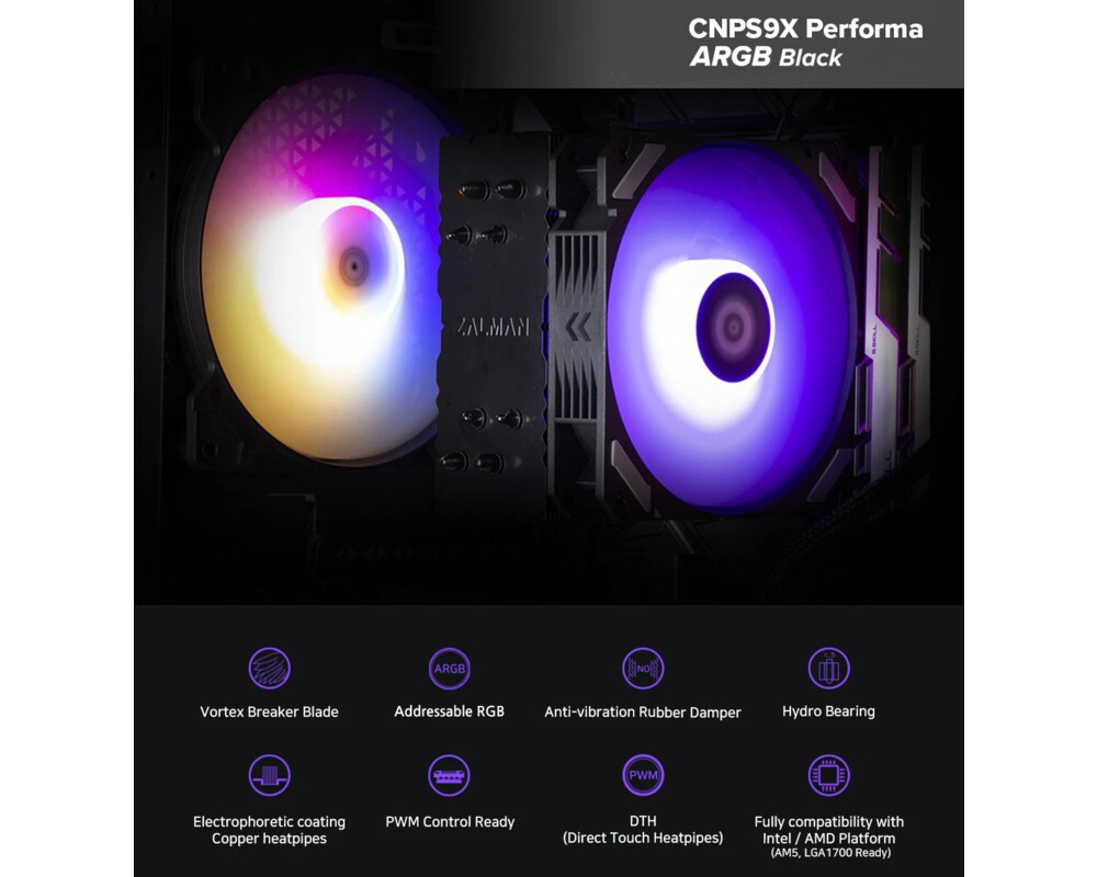 Охладител за процесор Zalman CNPS9X PERFORMA ARGB BLACK - aRGB... 7