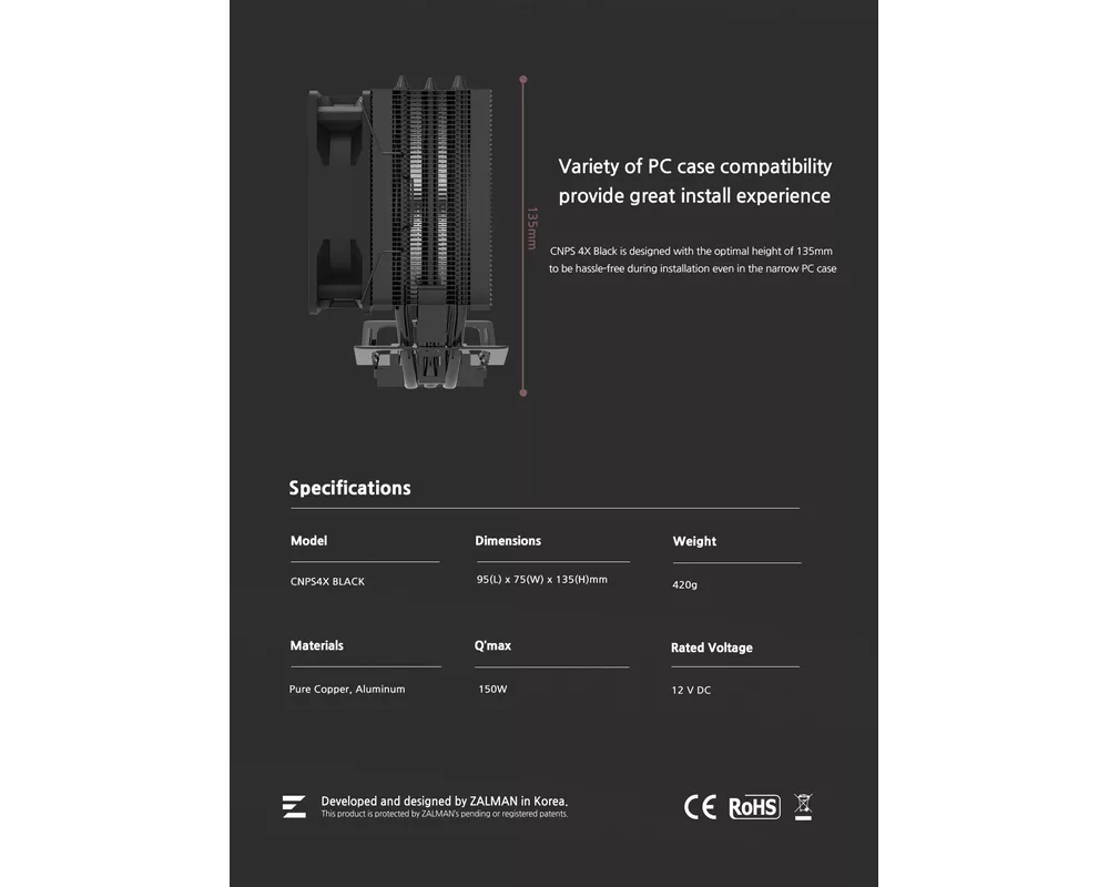 Охладител за процесор Zalman CNPS4X BLACK - LGA1700/AM5 11
