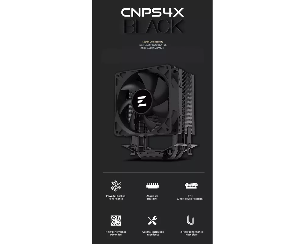 Охладител за процесор Zalman CNPS4X BLACK - LGA1700/AM5 8