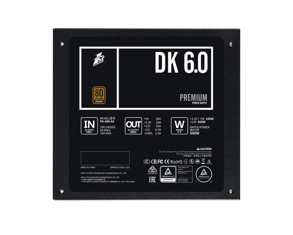 Захранване 1stPlayer 600W Bronze - PS-600AX 10