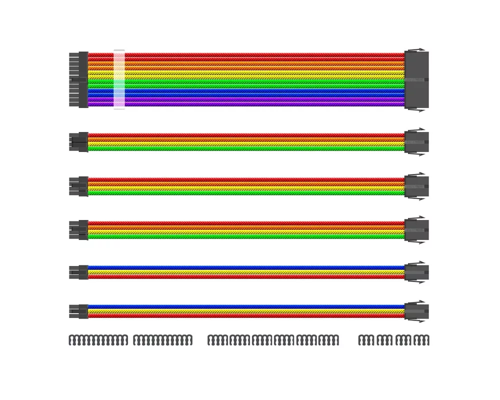 Кабел 1stPlayer комплект удължителни кабели Custom Modding Cable Kit Rainbow - ATX24P 2