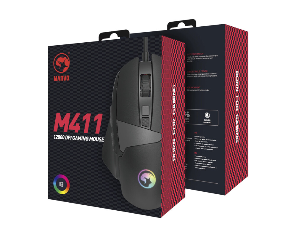 Мишка Marvo M411 RGB - 12800dpi 6