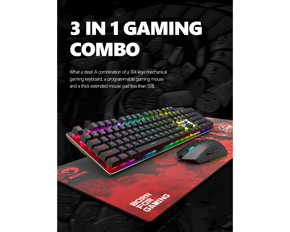Клавиатура Marvo Геймърски комплект Gaming COMBO CM372 3-in-1 - Mechanical Keyboard 7