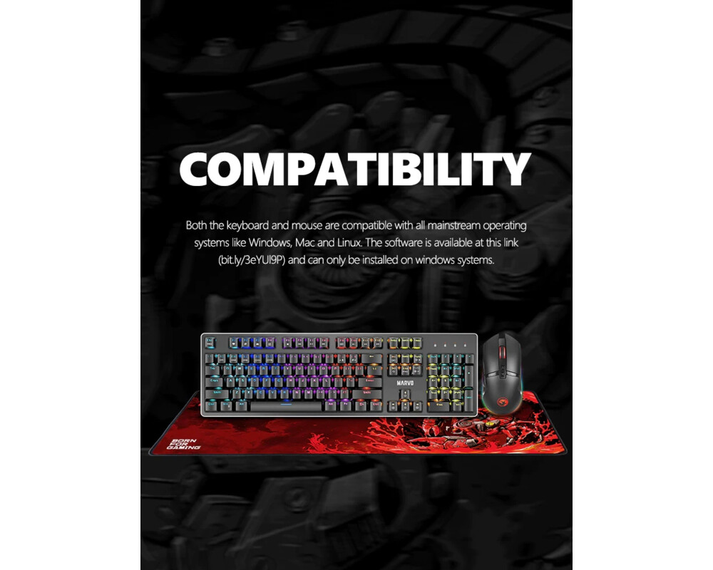 Клавиатура Marvo Геймърски комплект Gaming COMBO CM372 3-in-1 - Mechanical Keyboard 11