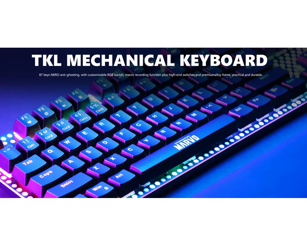 Клавиатура Marvo Геймърски комплект Gaming COMBO CM373 Blue Switches 2-in-1 - Mechanical Keyboard TKL 5