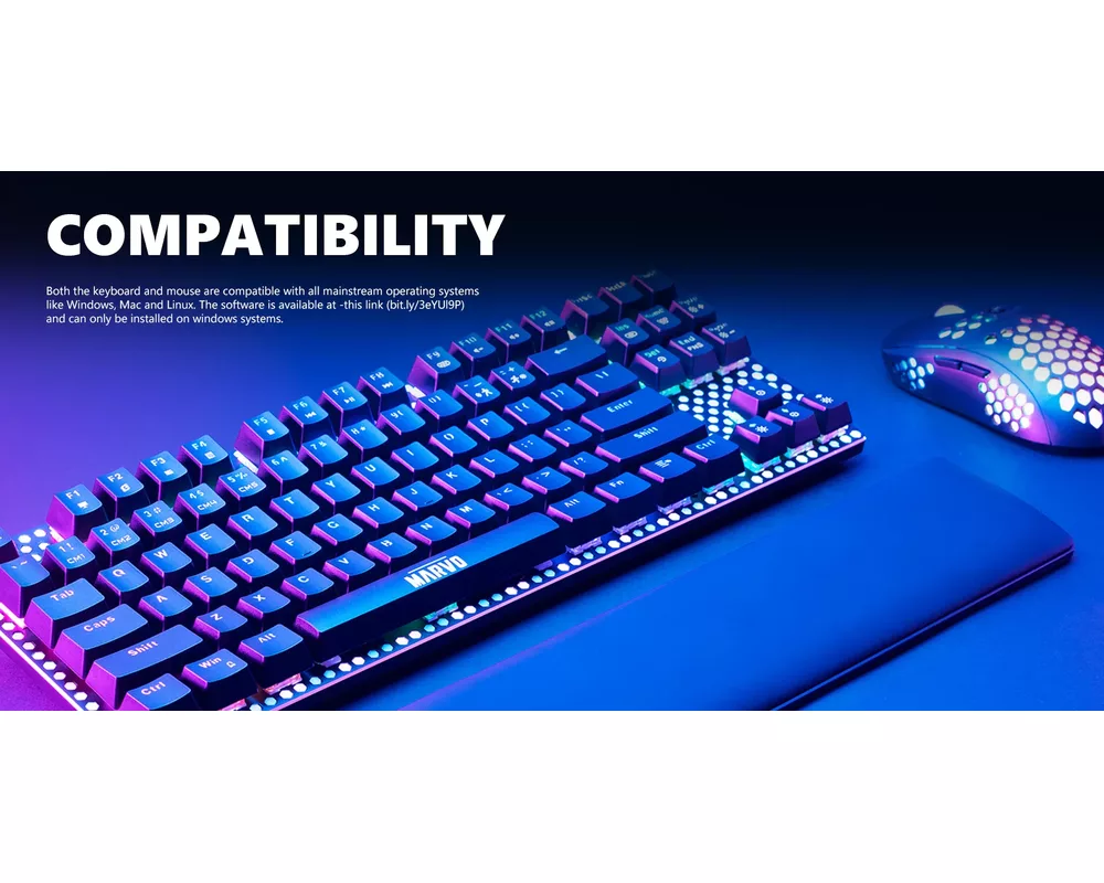 Клавиатура Marvo Геймърски комплект Gaming COMBO CM373 Blue Switches 2-in-1 - Mechanical Keyboard TKL 8