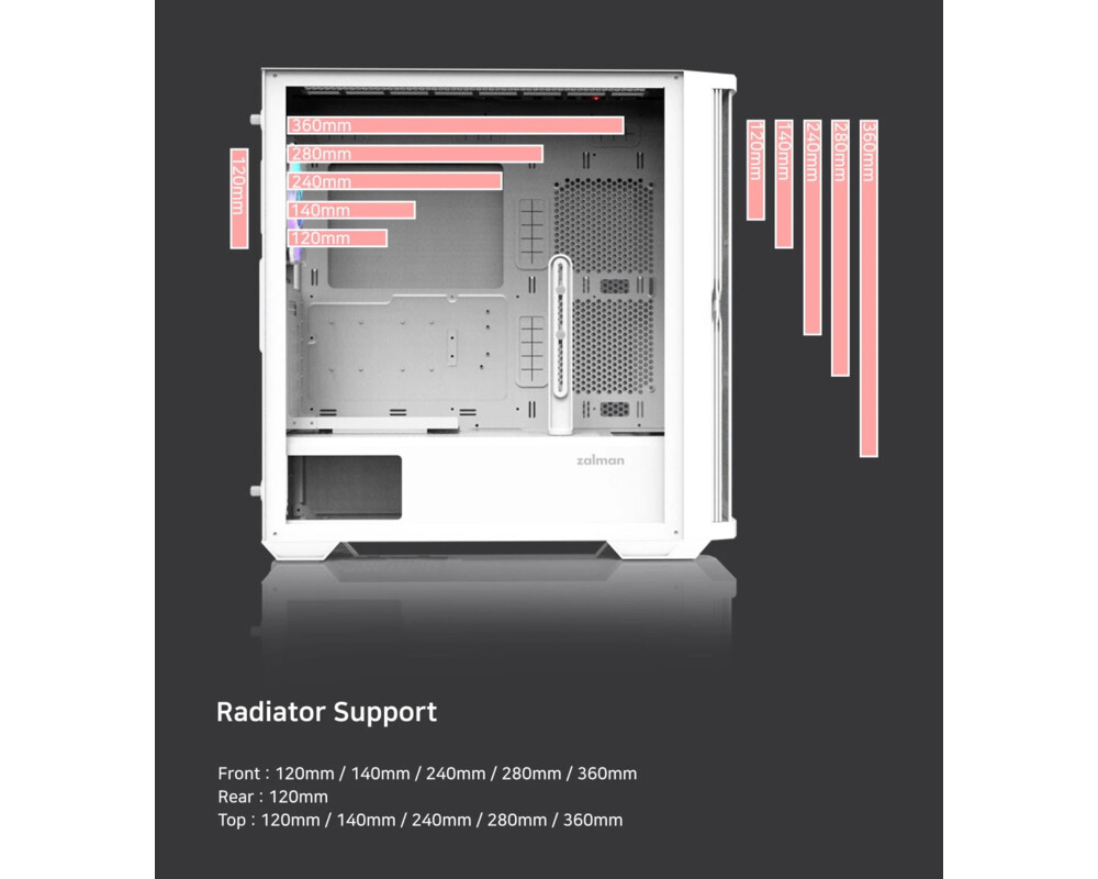 Кутия Zalman EATX - Z10 DUO White - Mesh/Tempe... 15