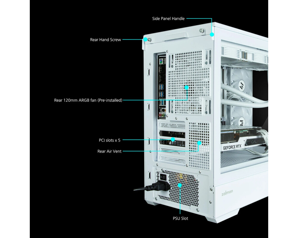 Кутия Zalman mATX - P30 White - aRGB 17