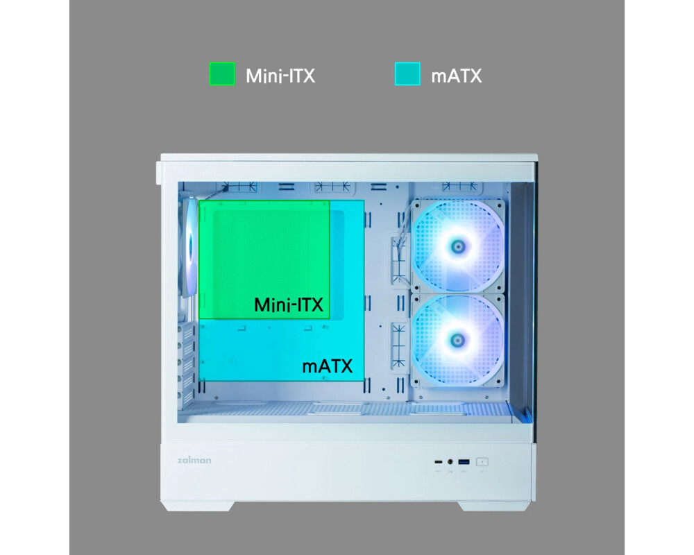 Кутия Zalman mATX - P30 White - aRGB 32