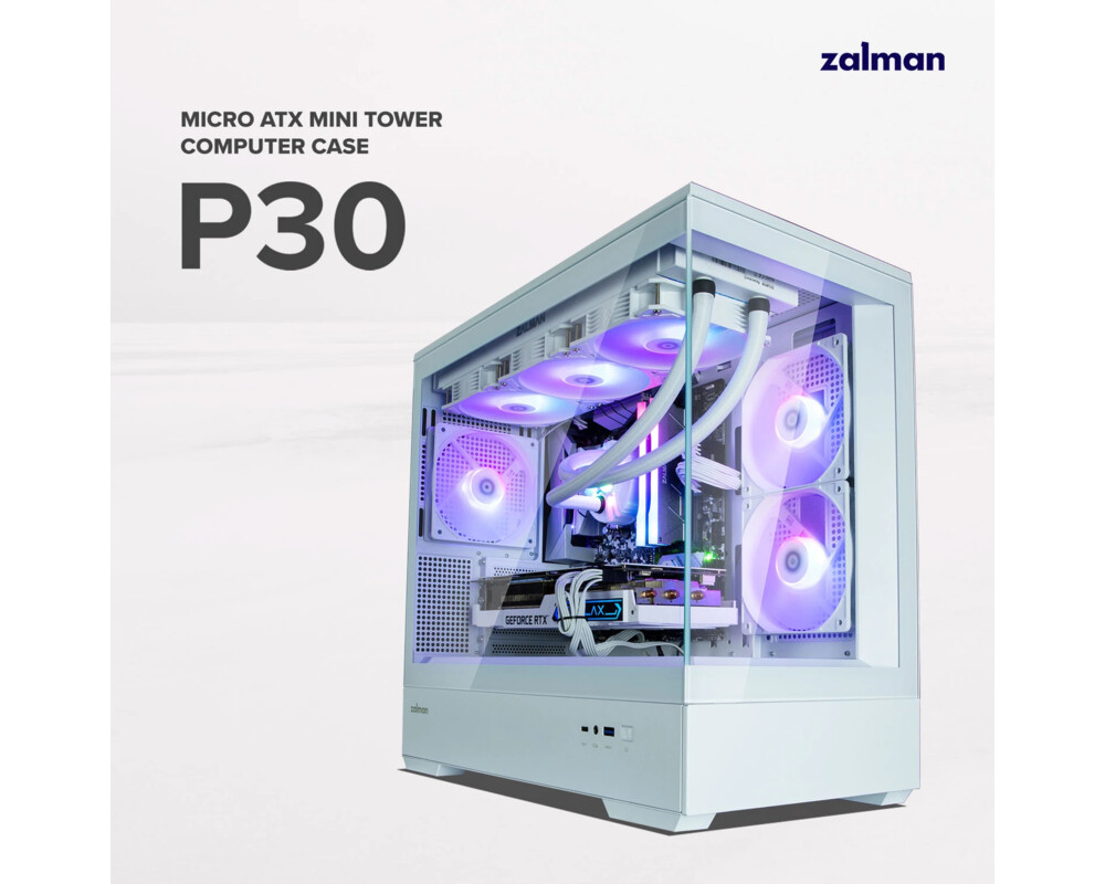 Кутия Zalman mATX - P30 White - aRGB 25