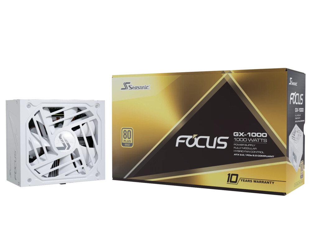 Захранване SEASONIC FOCUS GX-1000 1000W, White 80+ Gold PCIe 5.0, Fully Modular 18