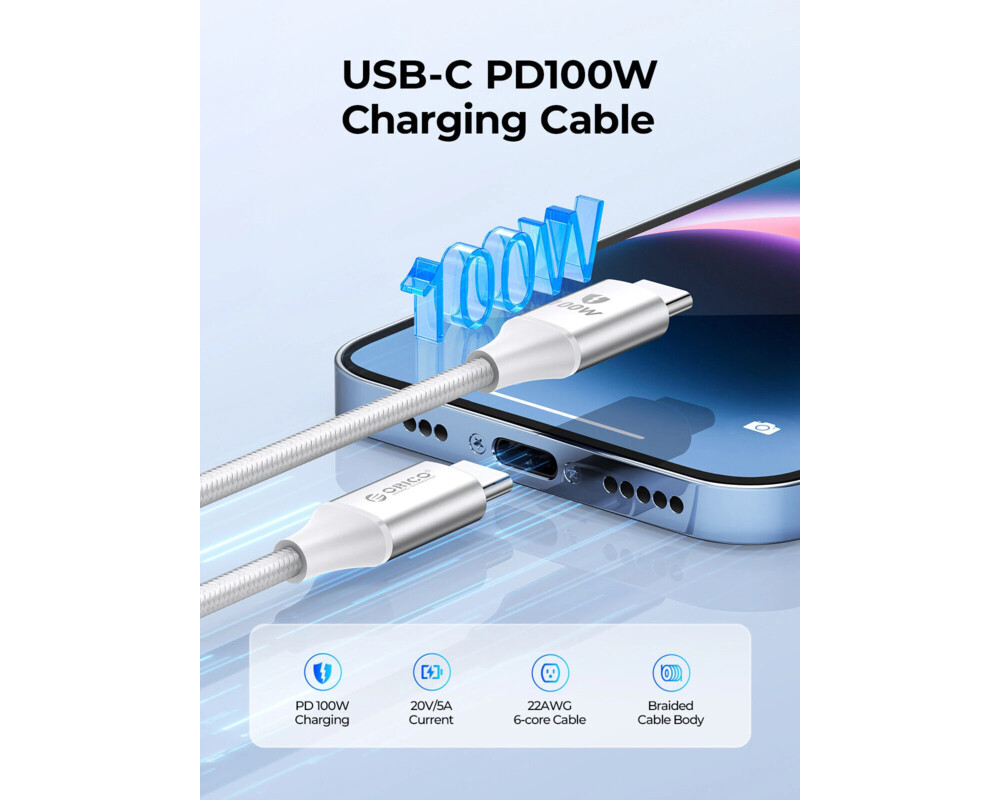 Кабел Orico кабел Cable USB C-to-C PD 100W Cha... 3