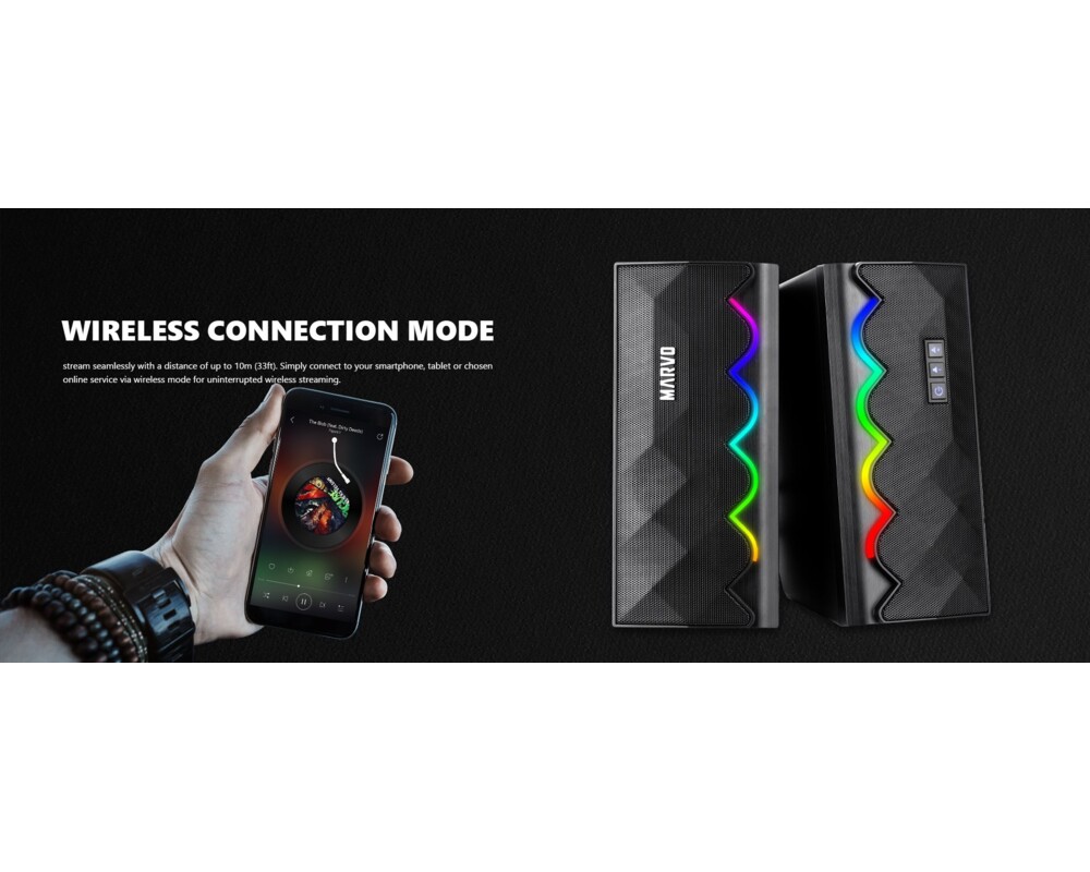 Тонколони Marvo Gaming Speakers 2.0 6W Bluetooth R... 8