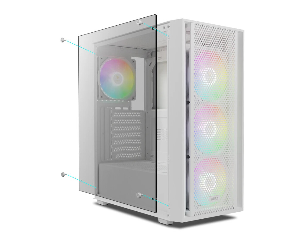 Кутия Gamdias ATX - AURA GC2 Elite White - Mesh 3