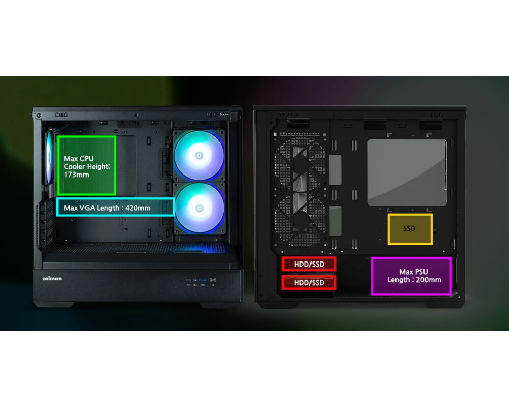Кутия Zalman mATX - P30 Black - aRGB 25
