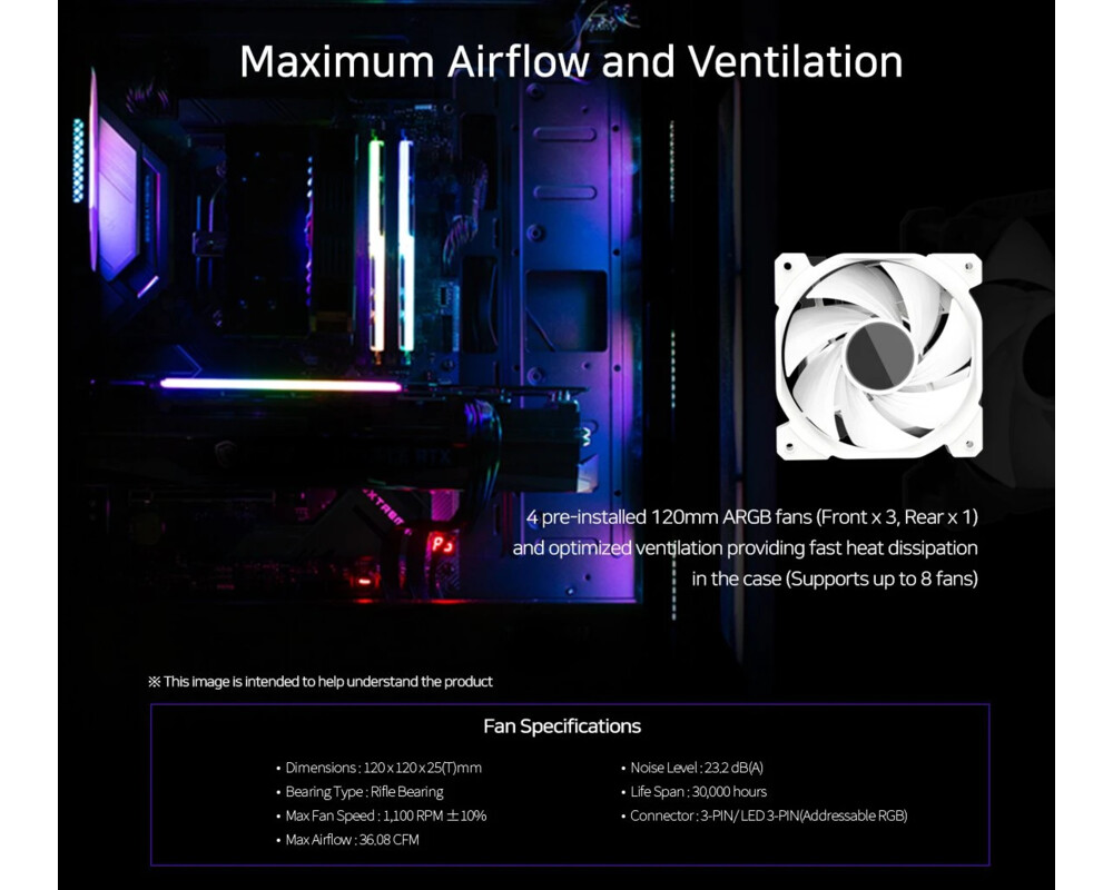 Кутия Zalman ATX - I3 NEO TG White - aRGB 14