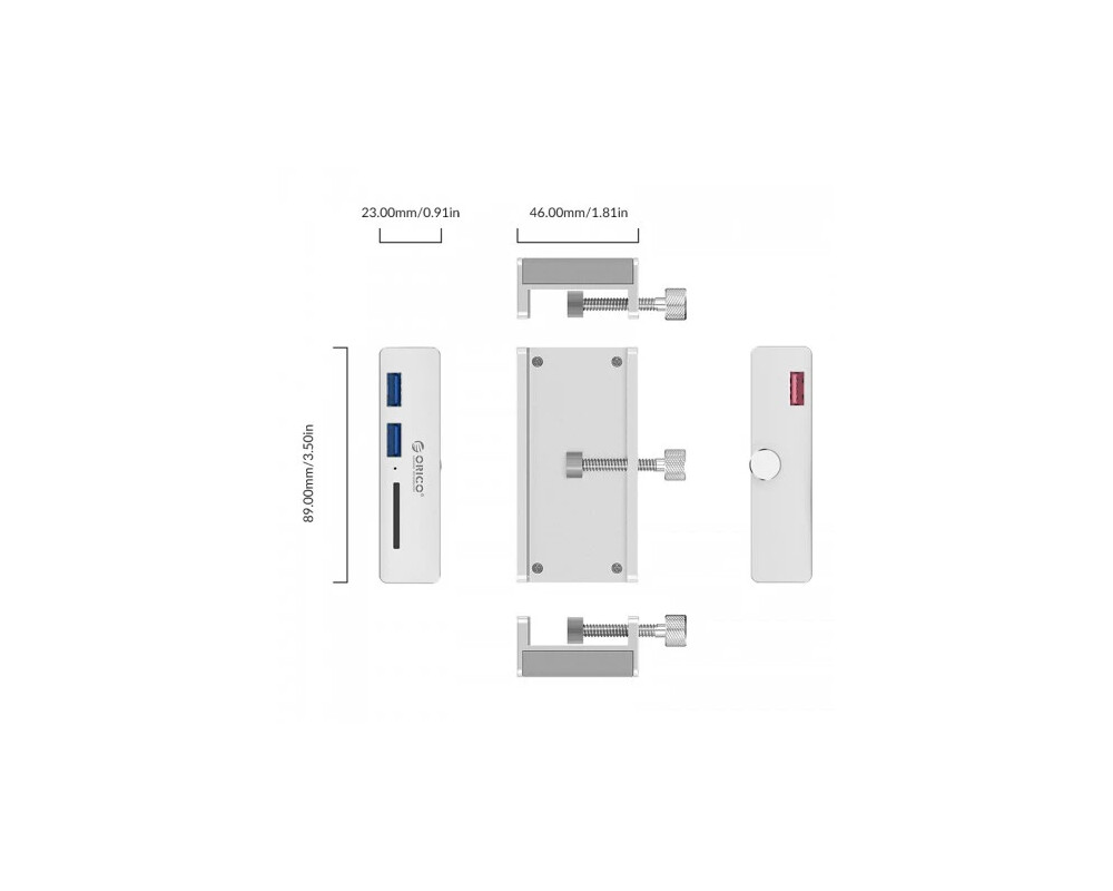 USB хъб Orico USB 3.0 HUB Clip Type 2 port 5