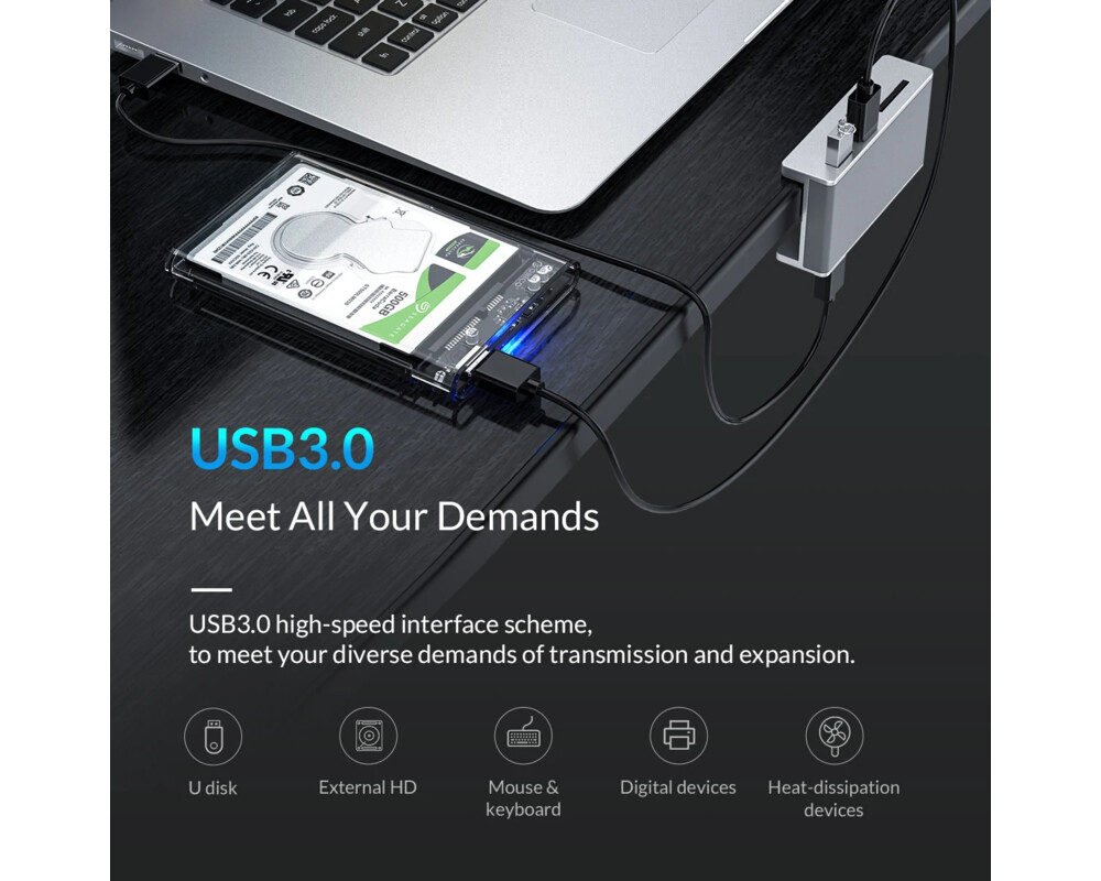 USB хъб Orico USB 3.0 HUB Clip Type 2 port 10