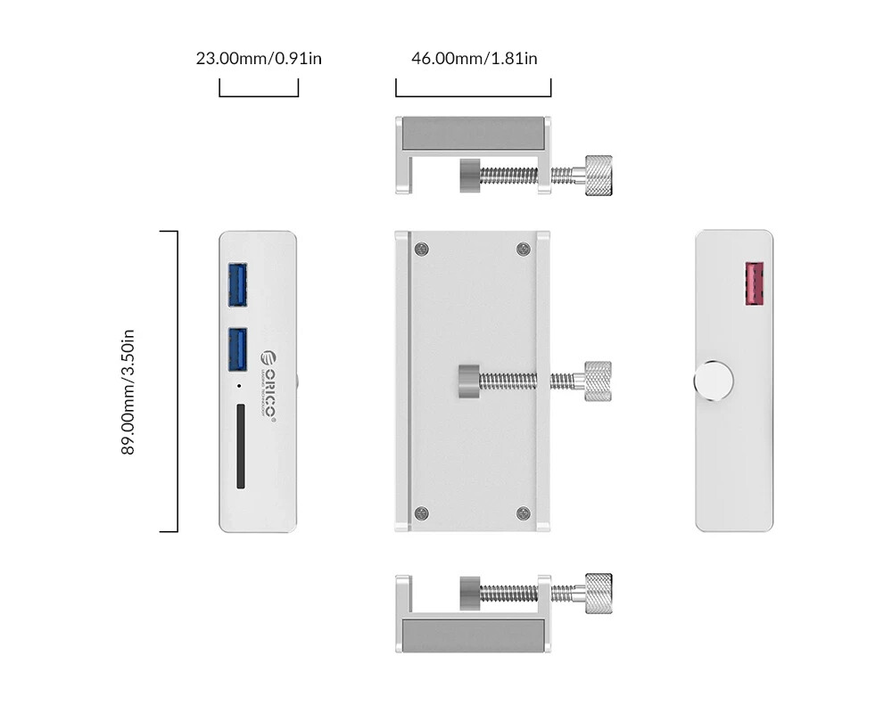 USB хъб Orico USB 3.0 HUB Clip Type 2 port 3