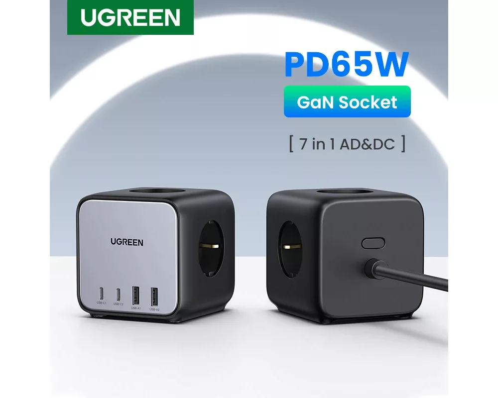 Разклонител Ugreen Power Strip DigiNest Cube 65W - 3 x Schuko 2