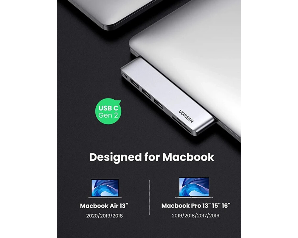 USB хъб Ugreen HUB for Apple Macbook Pro/Air USB3.1 Type-C x 2 - USB3.0 x 2 6