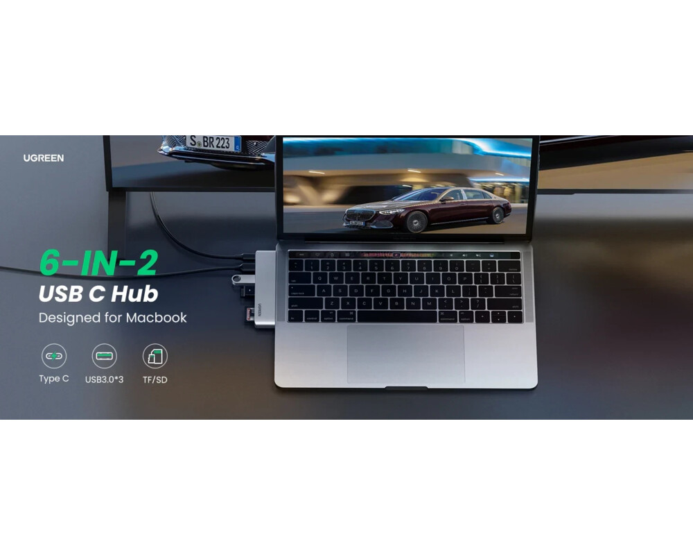 USB хъб Ugreen HUB for Apple Macbook Pro/Air USB3.1 Type-C x 2 - USB3.0 x 2 8