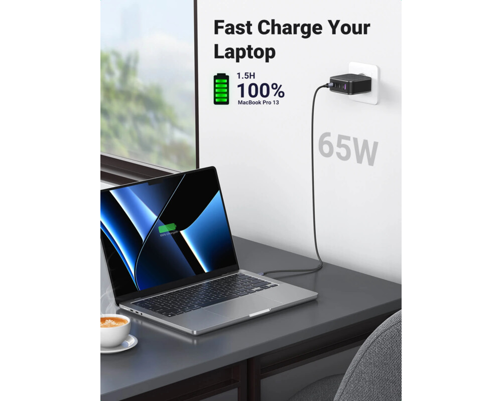Зарядно Ugreen универсално за стена Charger Wall 65W GaN CD224 2
