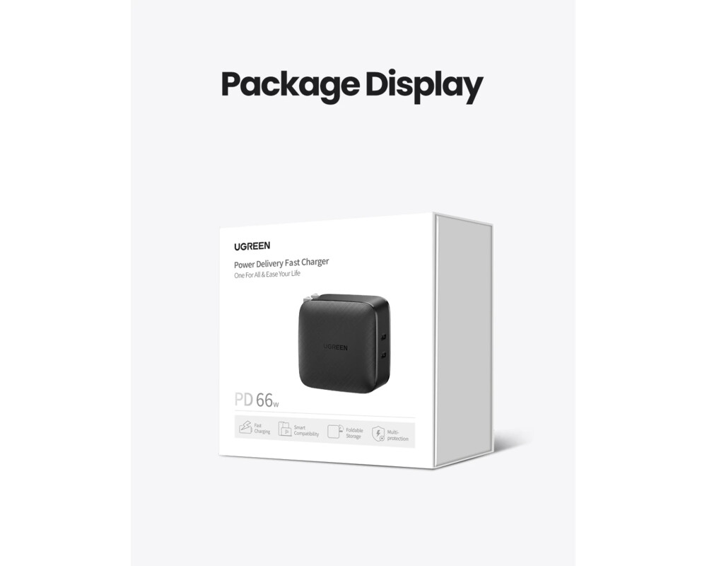 Зарядно Ugreen универсално за стена Charger Wall 65W GaN CD216 11