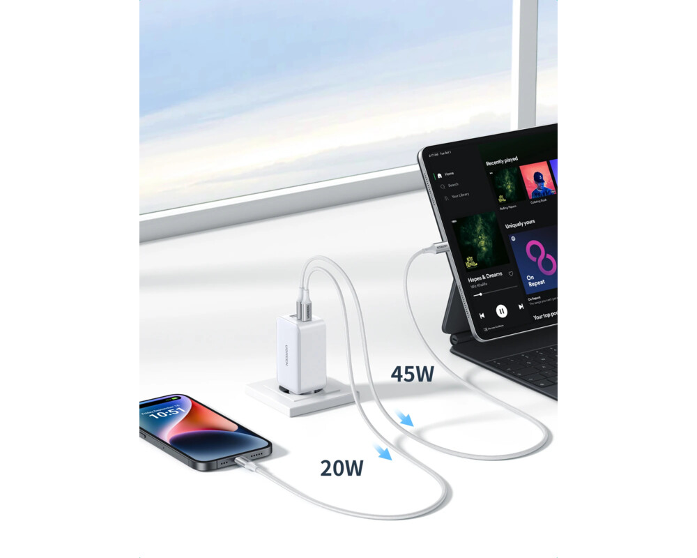 Зарядно Ugreen универсално за стена Charger Wall 65W GaN CD244 7