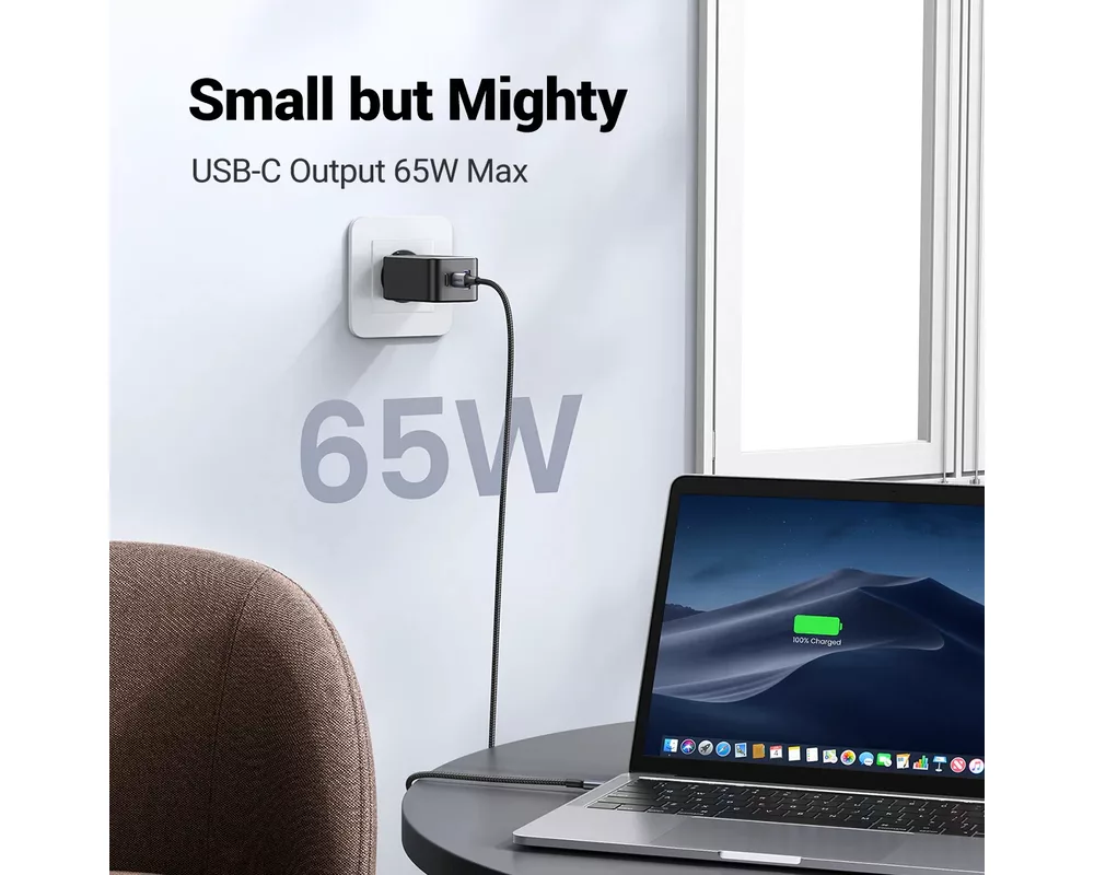 Зарядно Ugreen универсално за стена Charger Wall 65W GaN CD244 2