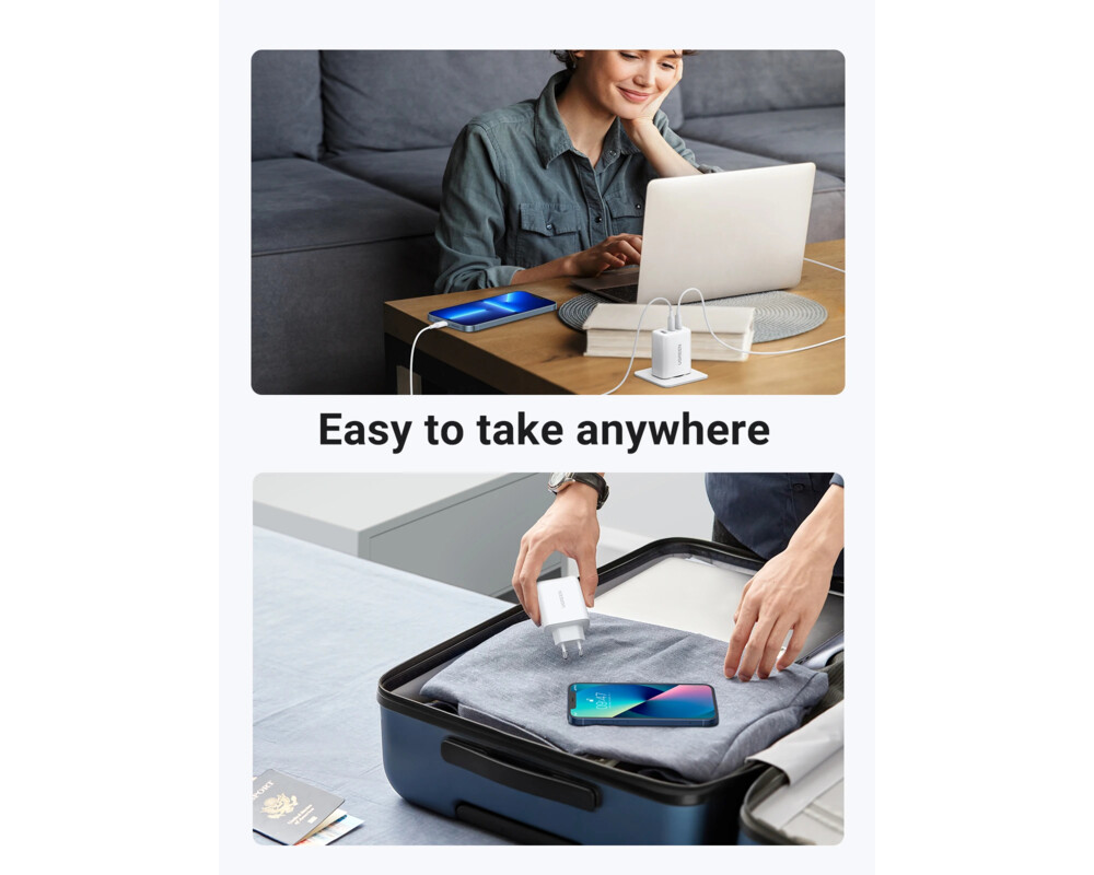 Зарядно Ugreen универсално за стена Charger Wall 65W GaN CD275 8