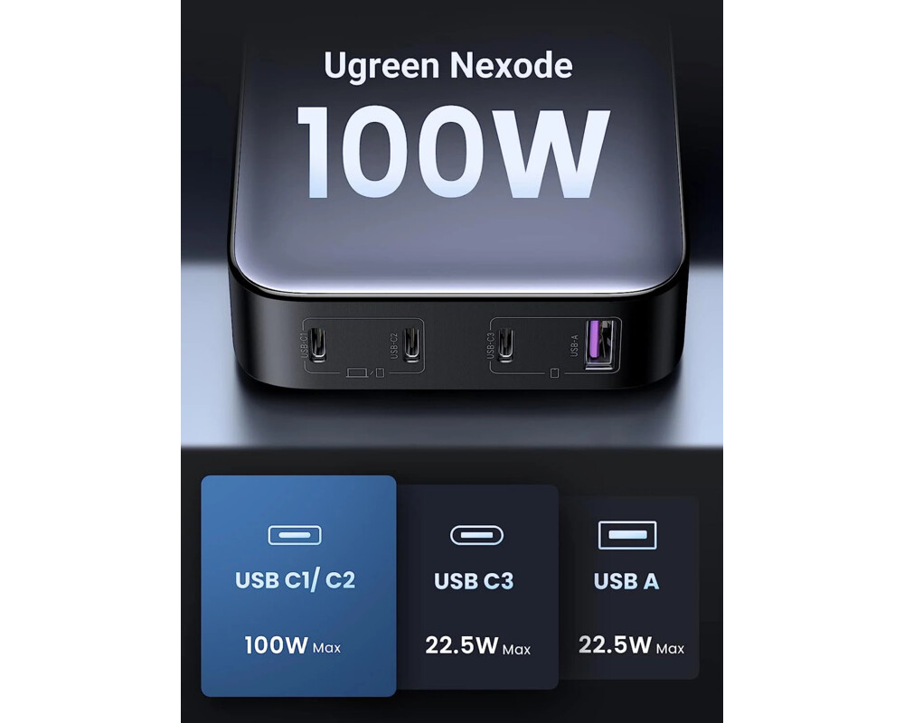 Зарядно Ugreen универсално за стена Charger Wall 100W GaN Nexode CD328 11
