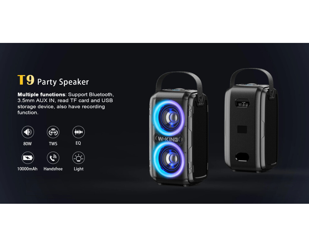 Тонколони W-King Блутут парти колона Bluetooth Party Speaker - T9 Black - 80W 3