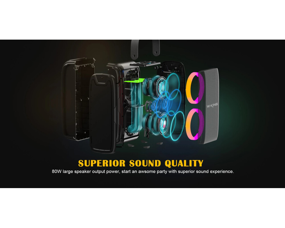 Тонколони W-King Блутут парти колона Bluetooth Party Speaker - T9 Black - 80W 5