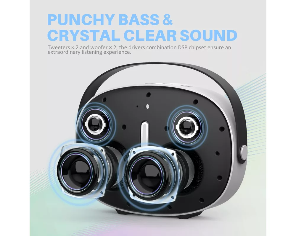 Тонколони W-King Блутут мобилна колонка Bluetooth Speaker - T8 Black - 30W 12