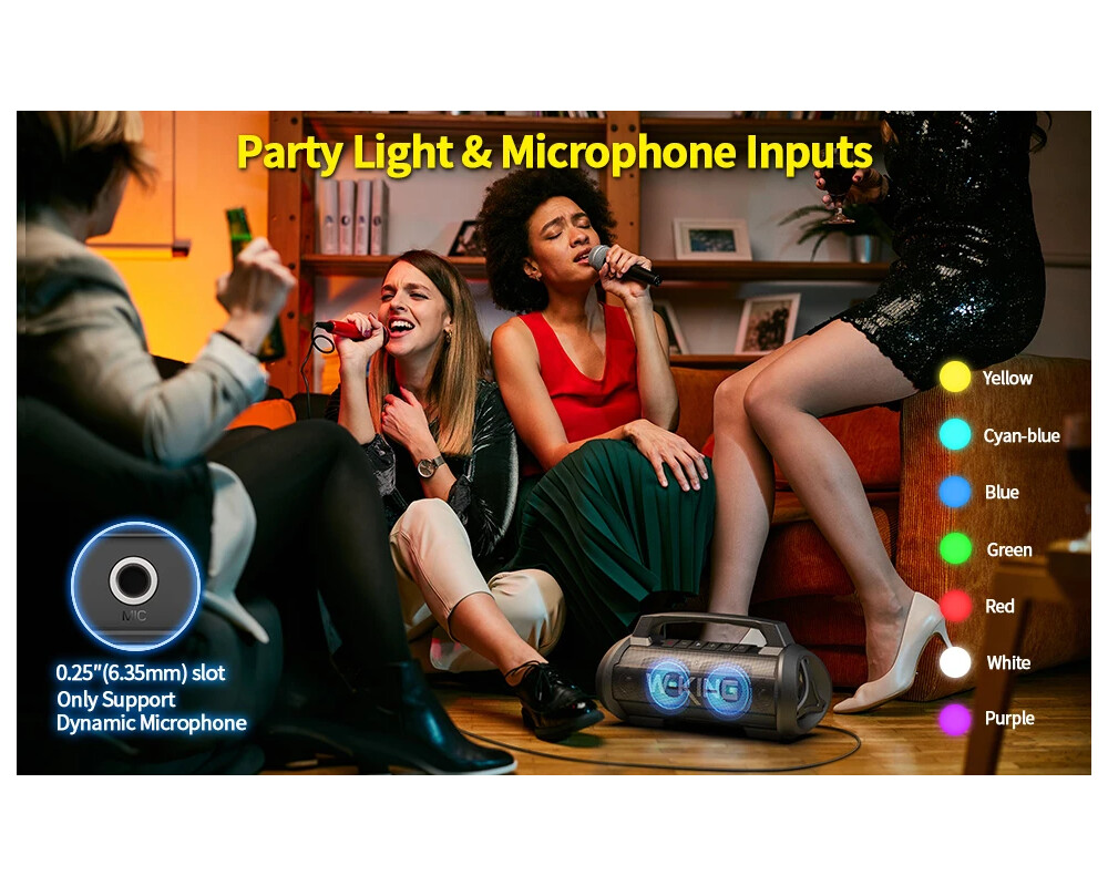 Тонколони W-King Блутут мобилна парти колонка Bluetooth Party Speaker - D10 Black - 70W 17