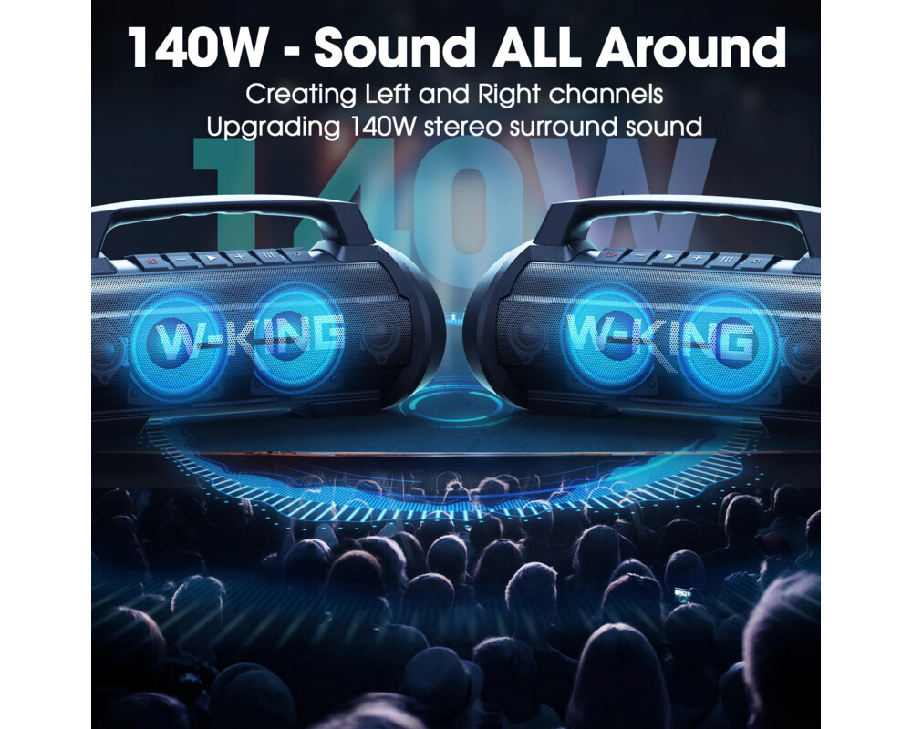 Тонколони W-King Блутут мобилна парти колонка Bluetooth Party Speaker - D10 Black - 70W 11