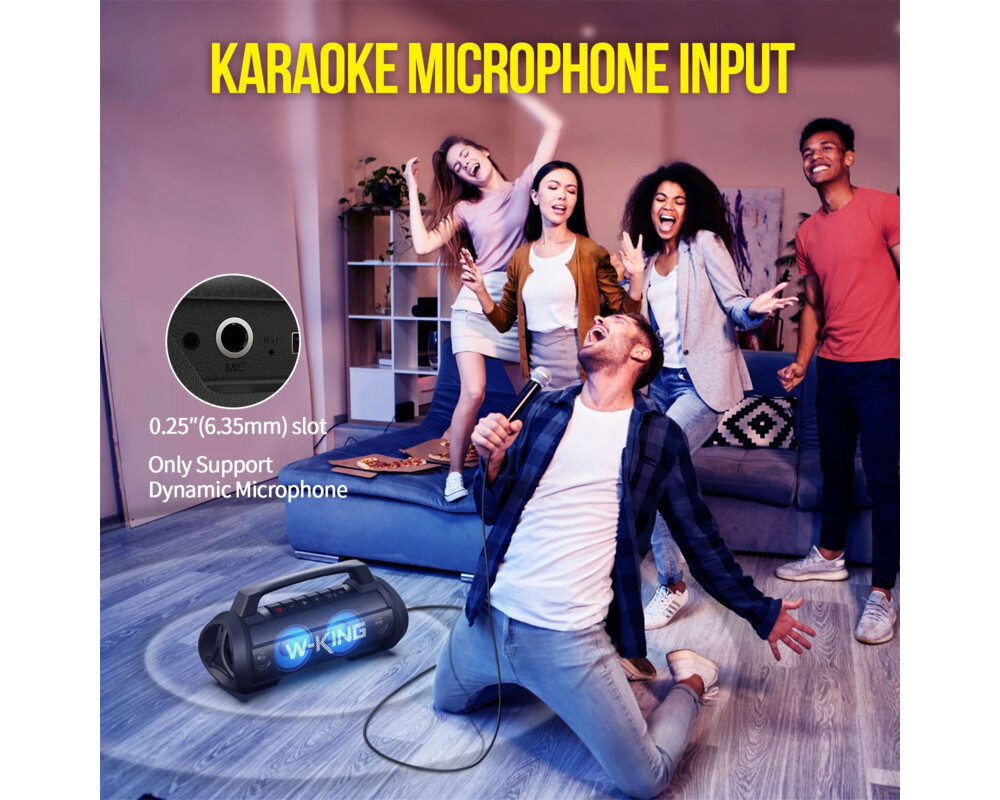 Тонколони W-King Блутут мобилна парти колонка Bluetooth Party Speaker - D10 Black - 70W 22