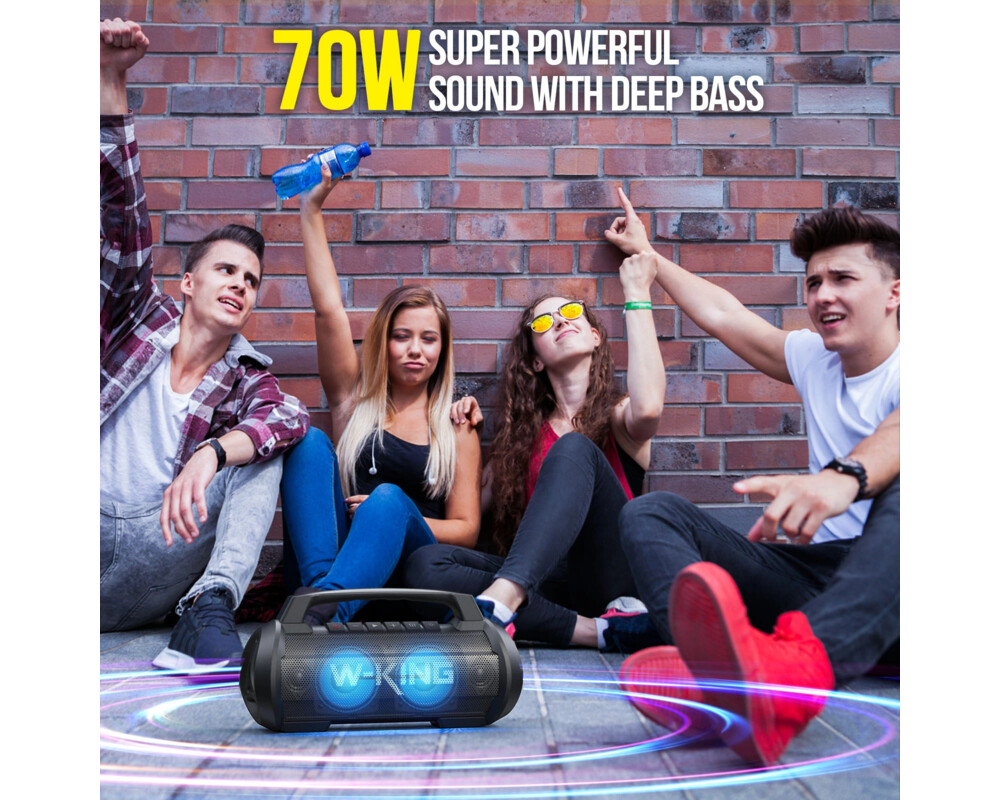 Тонколони W-King Блутут мобилна парти колонка Bluetooth Party Speaker - D10 Black - 70W 25
