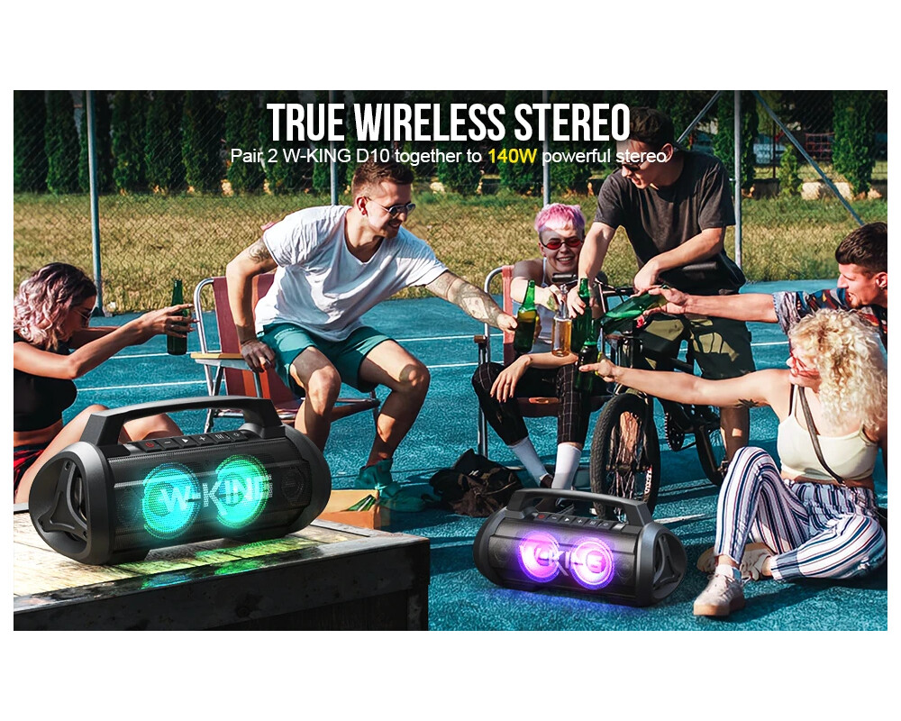 Тонколони W-King Блутут мобилна парти колонка Bluetooth Party Speaker - D10 Black - 70W 6
