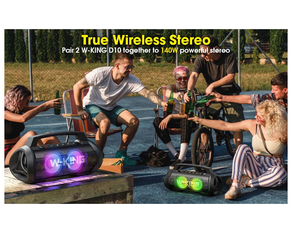 Тонколони W-King Блутут мобилна парти колонка Bluetooth Party Speaker - D10 Black - 70W 20