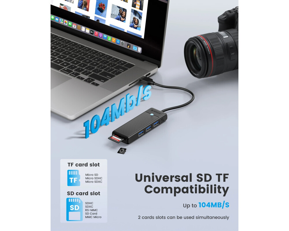 USB хъб Orico USB3.0 HUB White - 3 x USB3.0 8