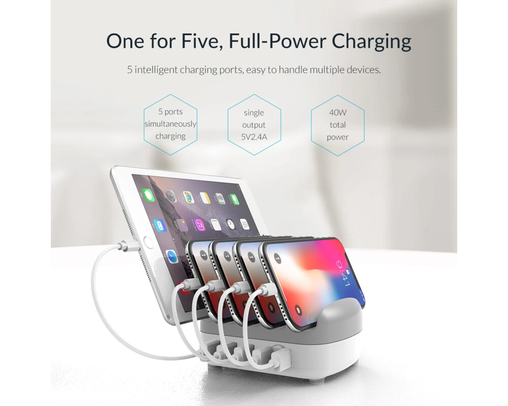 Зарядно Orico Charger Station 220V - 5 x USB 40W... 7