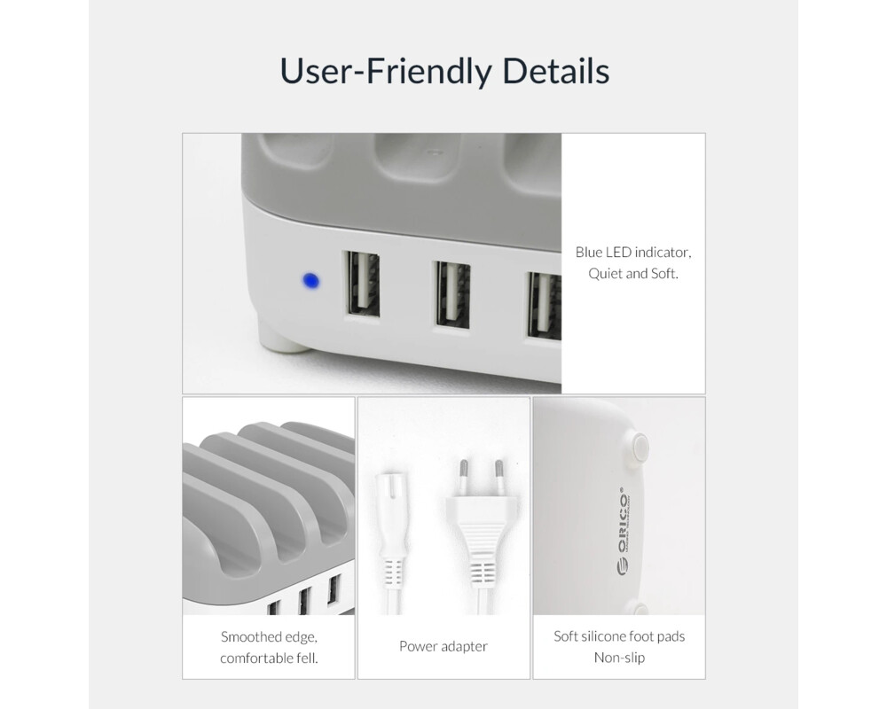 Зарядно Orico Charger Station 220V - 5 x USB 40W... 14