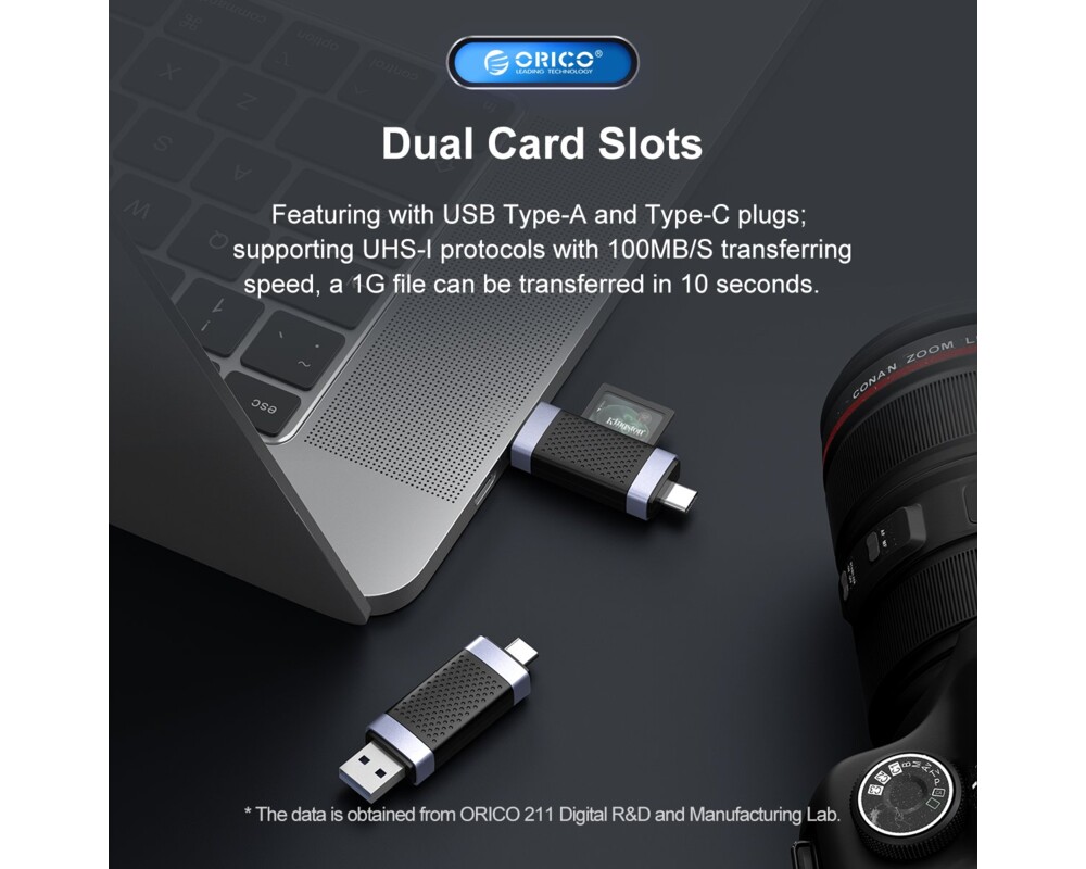 Четец за карти Orico Card Reader USB Type C/A Black - C... 13