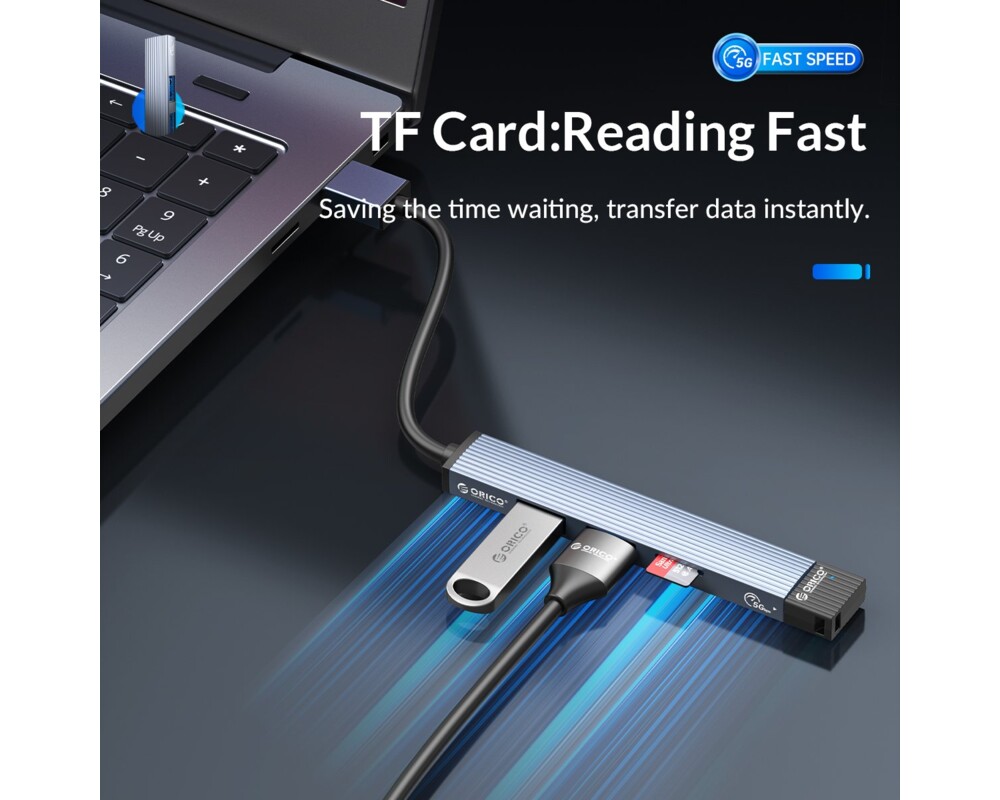 USB хъб Orico USB3.0/2.0 HUB 3 port + card reader 7