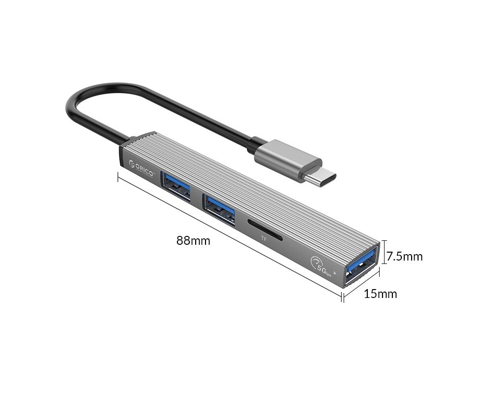 USB хъб Orico USB3.0/2.0 HUB 3 port + card reader TYPE C 7