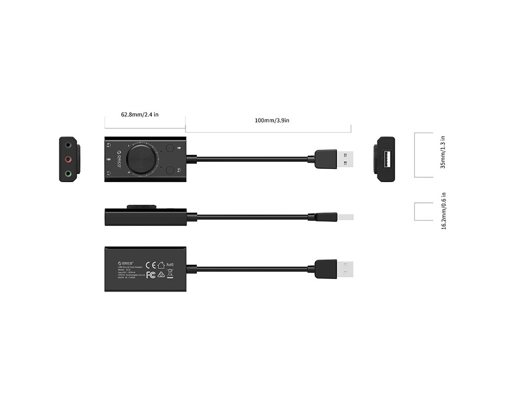 Звукова карта Orico USB Sound card - 2 headphones 3