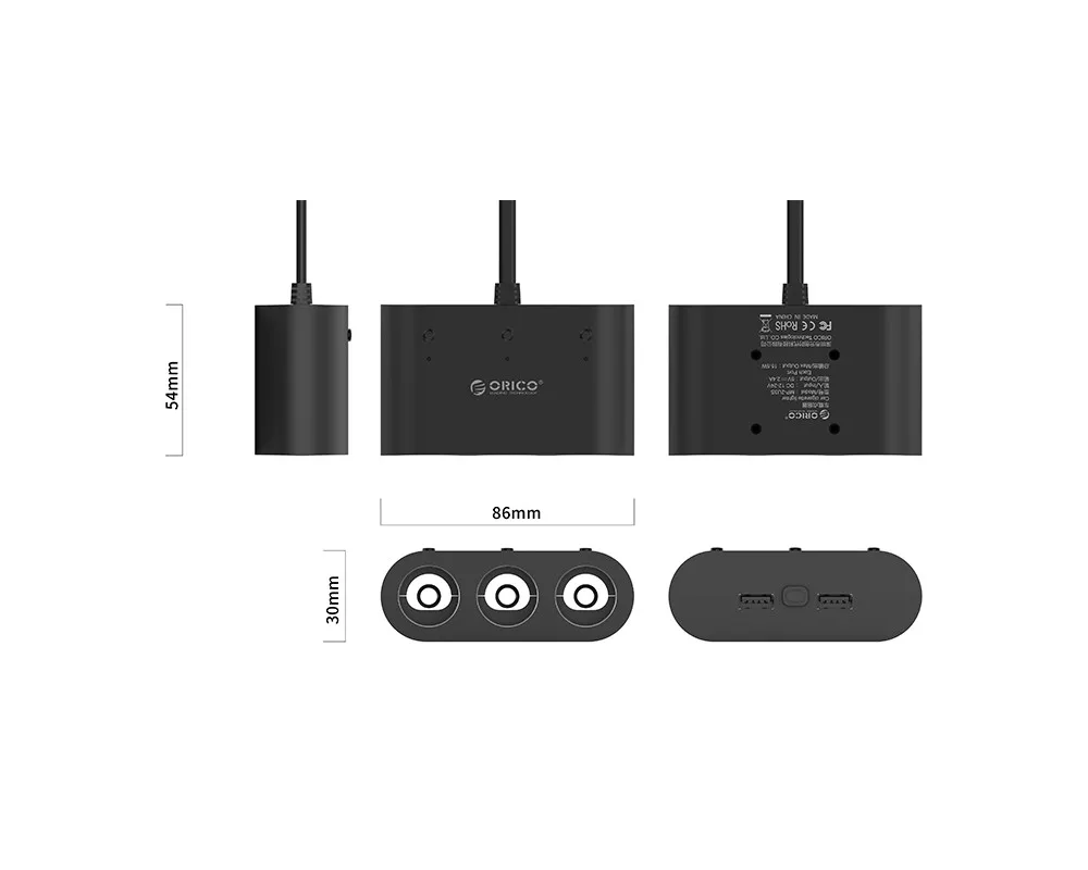 Зарядно Orico разклонител за запалка за кола Car Cigarette Lighter 3 Ports + 2xUSB 4